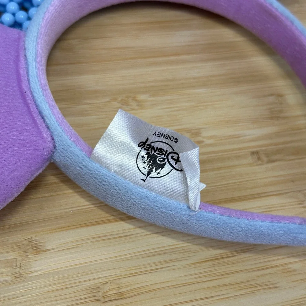 Disney Parks Pink with Mickey Icons Blue Beaded Bow Minnie Mouse Ears Headband
